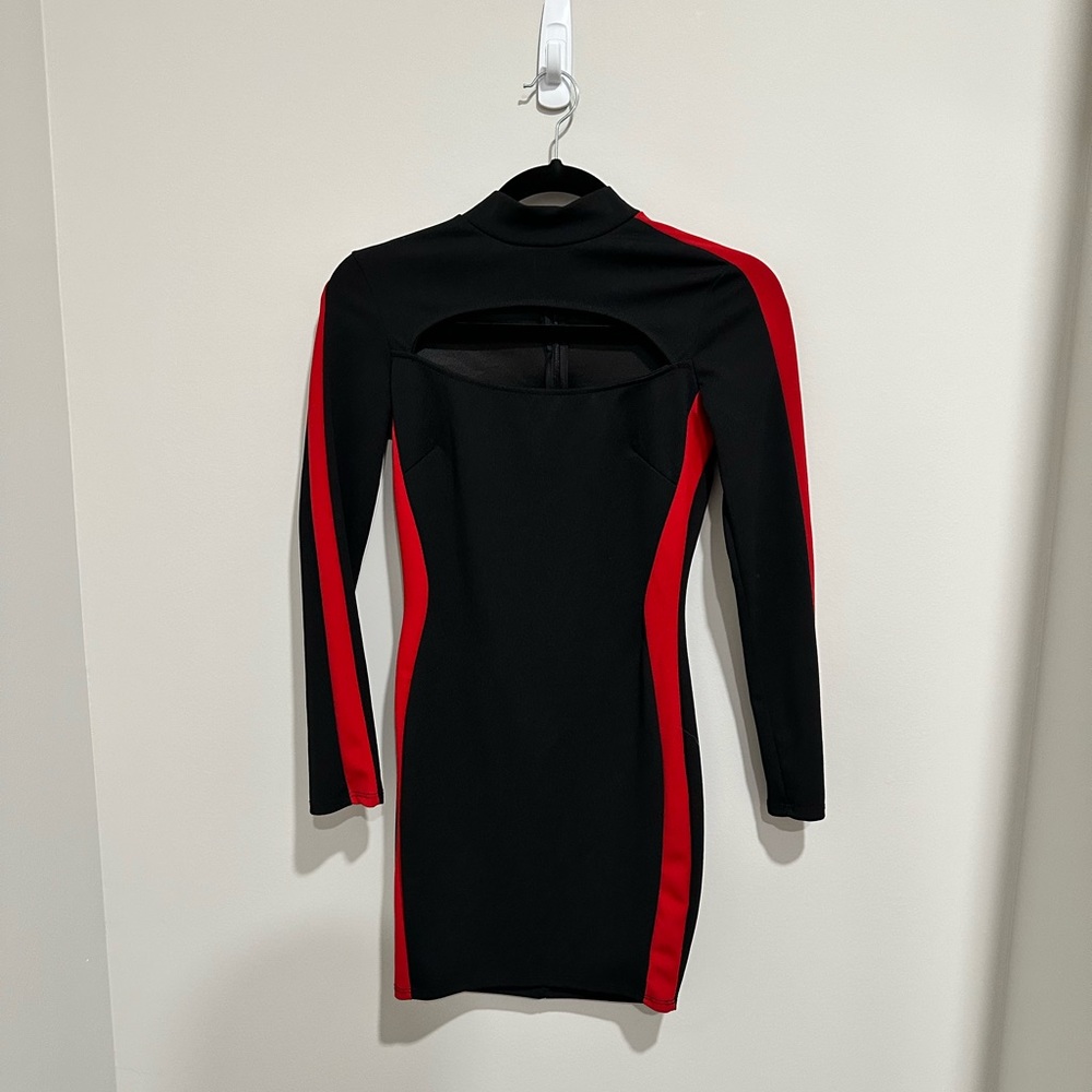 black with red stripes dress